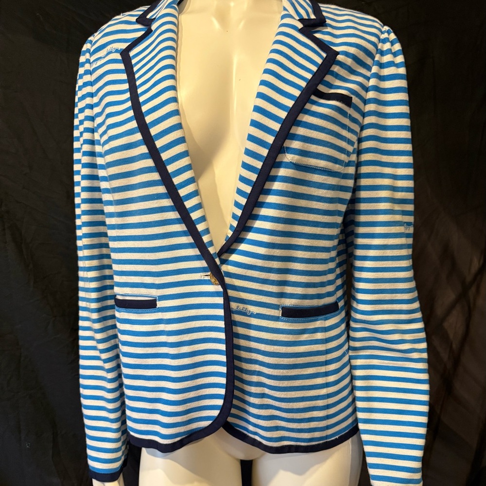 Lilly Pulitzer Blue and White Striped Blazer